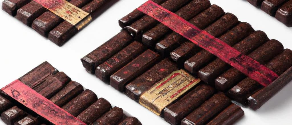 Variety of dark chocolate bars with less than 70% cocoa on a wooden background