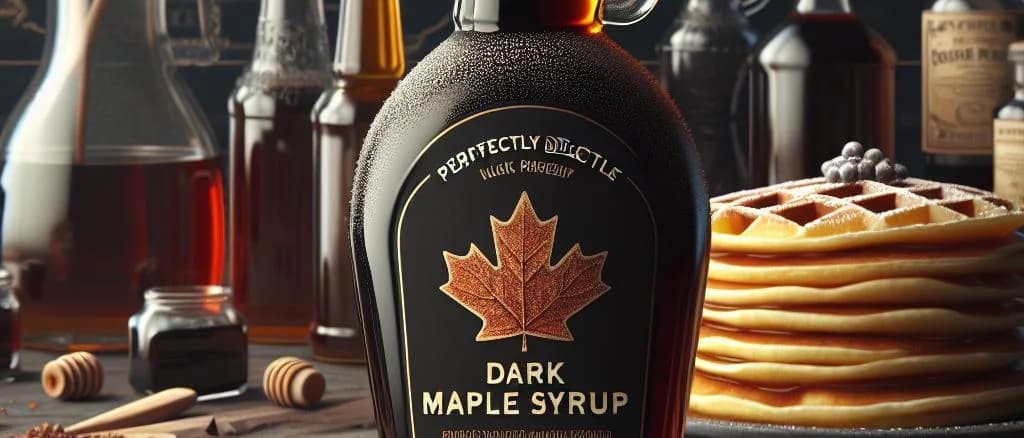 assortment of premium dark maple syrup bottles with diverse packaging options