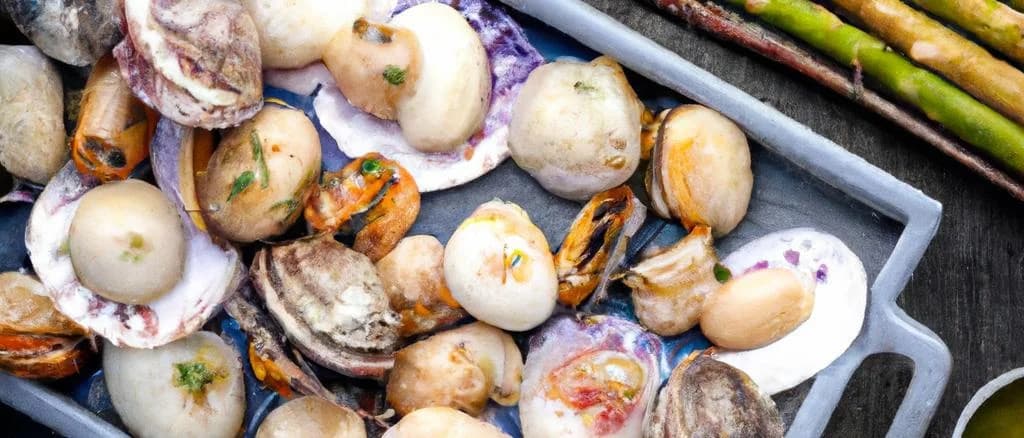 Two variations of gourmet scallop dishes with elegant presentation and background