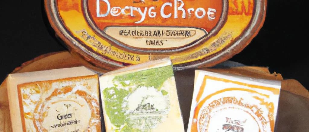 Assorted dry goat's milk cheese variations on rustic wooden board