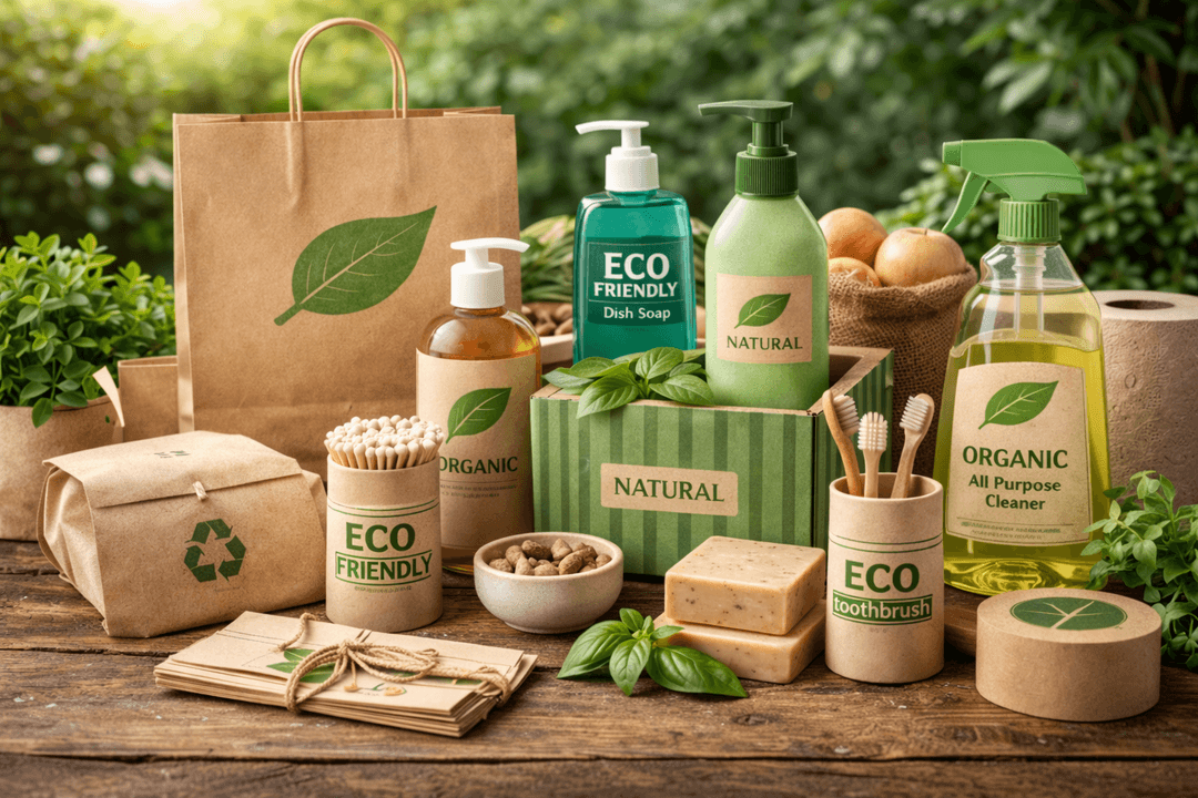 Eco-friendly products in a natural setting