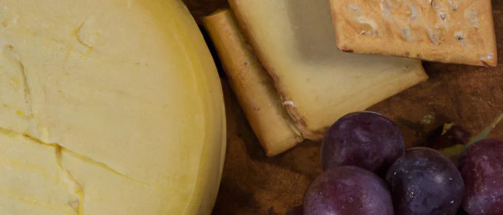 Emmentals of Savoy cheese varieties on rustic wooden background