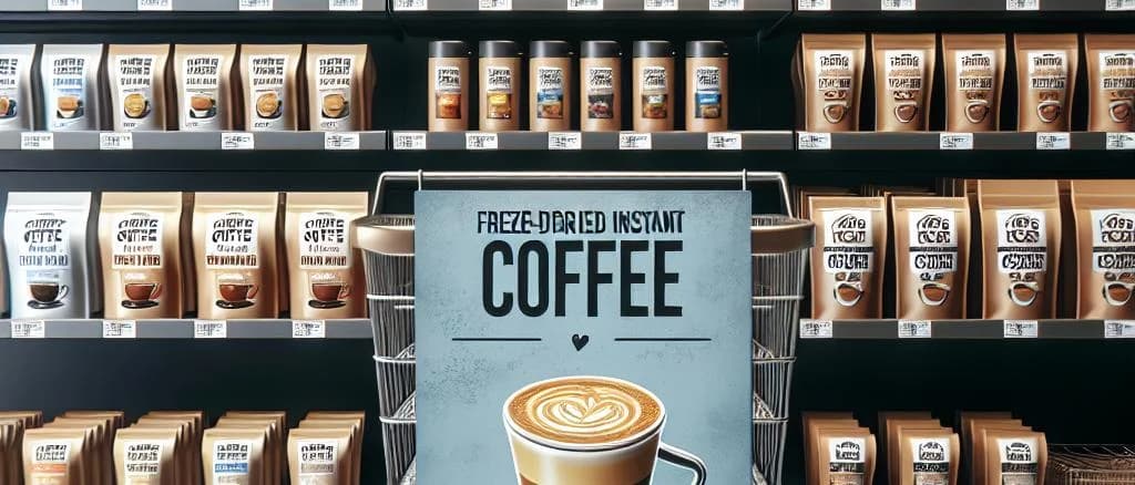 assortment of freeze-dried instant coffee packages in diverse settings