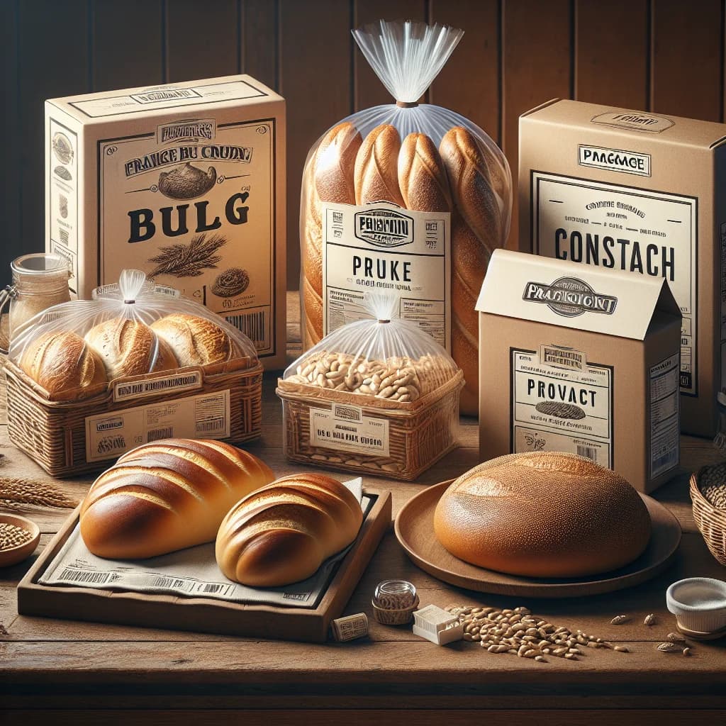 golden brown French bread balls with yeast on rustic wooden surface, surrounded by packaging variations for bulk and private label options