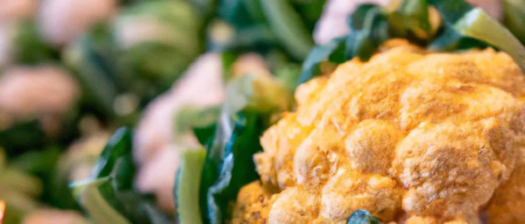 fresh cauliflowers in various packaging options with vibrant green leaves