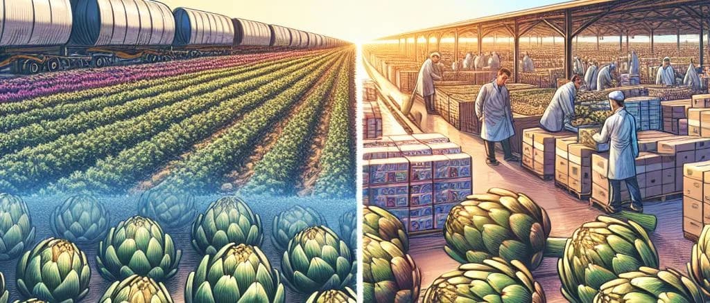 Frozen artichoke hearts in various packaging with a neutral background