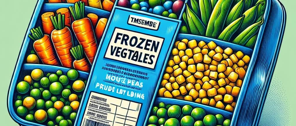 variety of packaged frozen mixed vegetables with colorful background