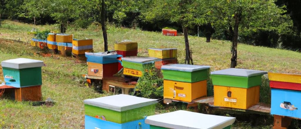mountain honey jars with varied packaging on wooden background