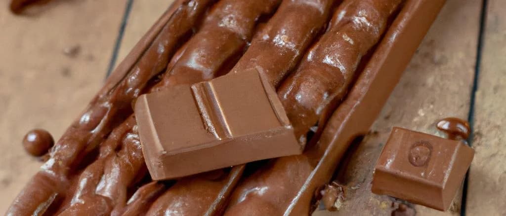 variety of milk chocolate bars with nougat displayed on a wooden table