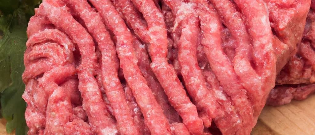 Variety of minced beef steak with 10% fat on a rustic wooden table