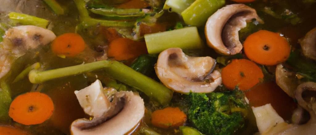 mixtures of vegetables for broth in various packaging on a wooden table