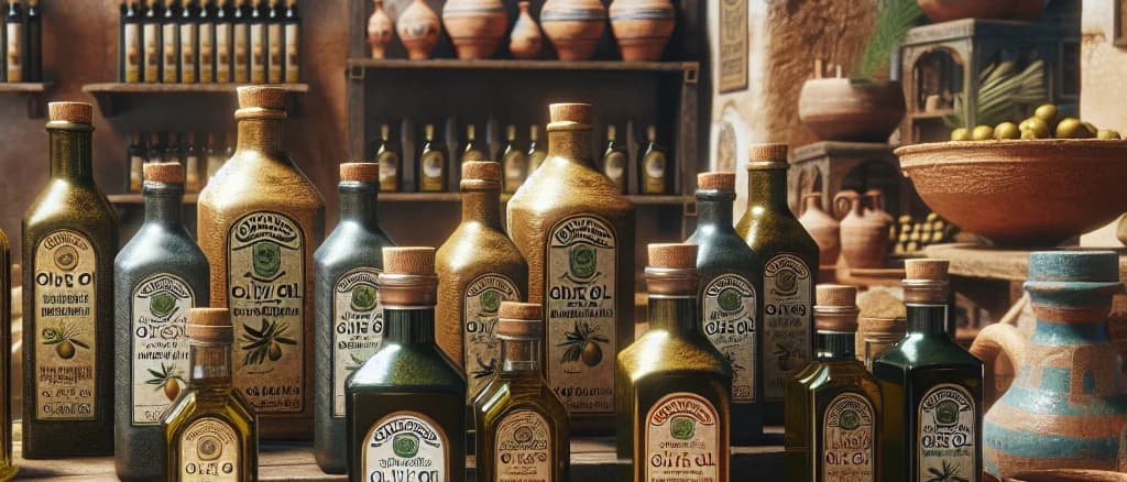 North African Olive Oil bottles with diverse packaging variations