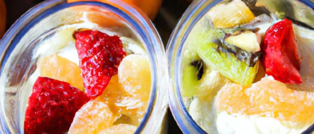 Plain dairy dessert for babies with fruits in assorted packaging