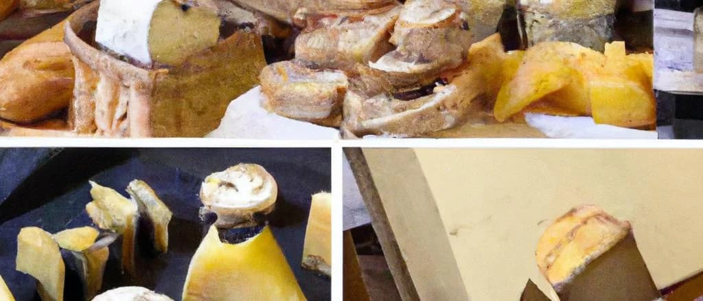 Diverse variations of Pont-L'Évêque cheese on wooden boards