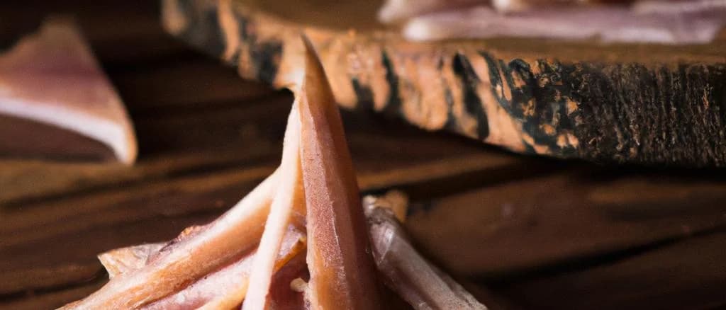 Salt-Cured Pork Ear products on a rustic wooden background
