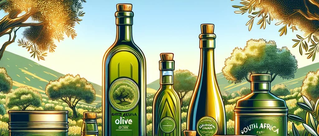 South African Olive Oil Bottles with Natural Scenery Background