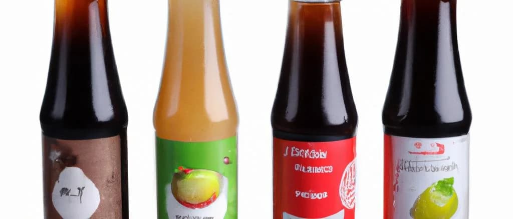 Assorted sweetened beverage bottles with different flavors and packaging