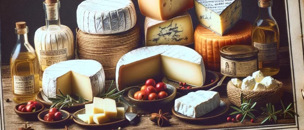 Unpasteurised Cheese varieties with rustic wooden background