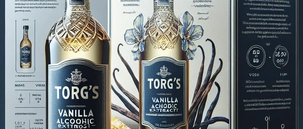 Vanilla alcoholic extract bottles in various packaging