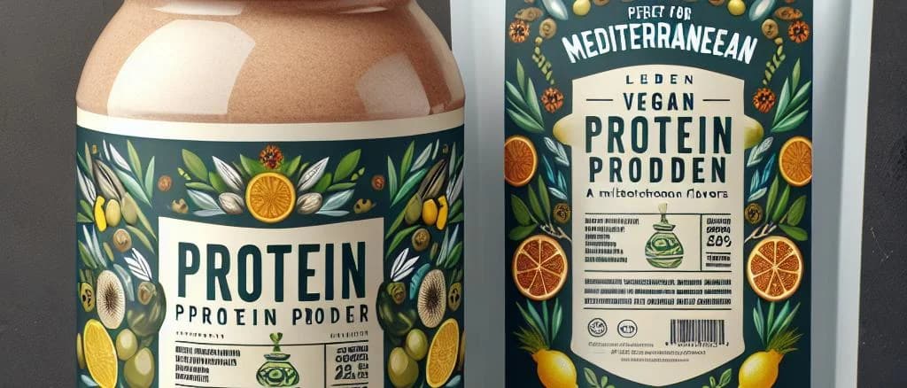 Assorted vegan protein powders in sustainable packaging