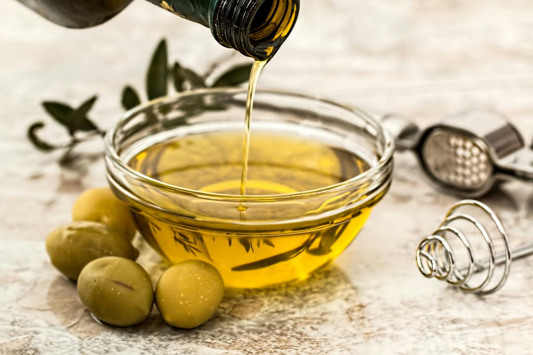 Olive oil in a bowl