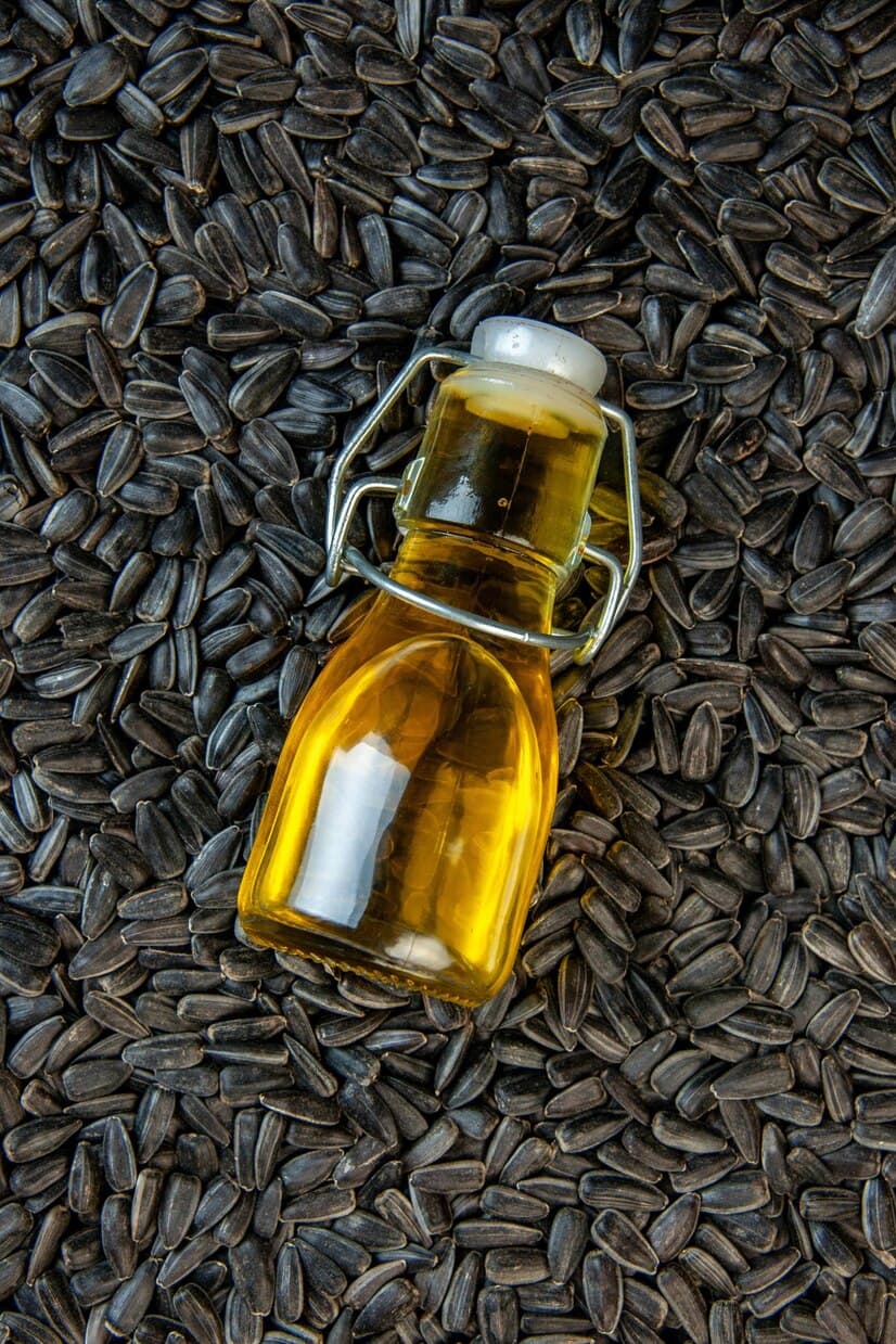 sunflower oil on top of sunflower seeds